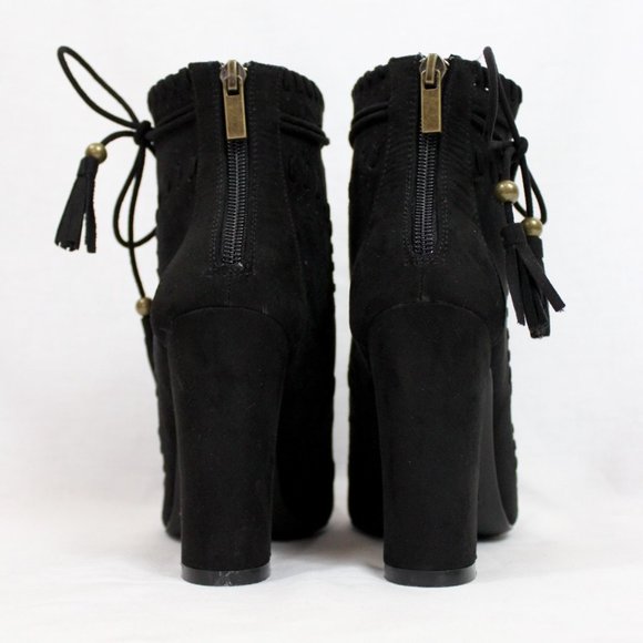 Open Toe Perforated Tassel Dress Bootie - Picture 5 of 5